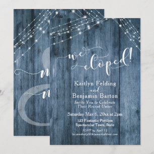 Invitation Célébration de notre mariage intime Bois et Lumièr
