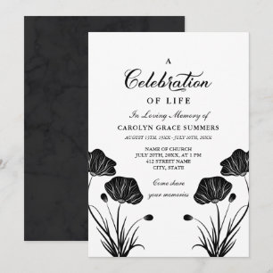 Invitation Célébration de pavots noirs et cultivés de la vie