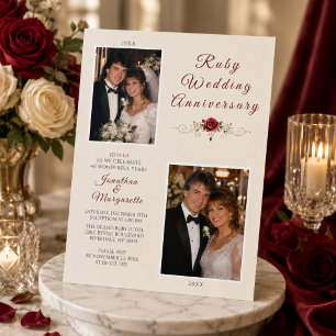 Invitation Célébration de photo d'anniversaire de mariage rub