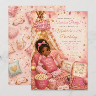 Invitation Célébration de pyjama party rose
