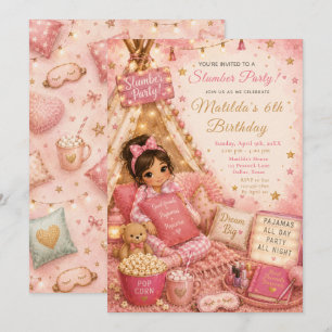 Invitation Célébration de pyjama party rose