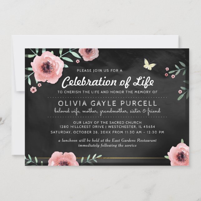 Invitation Célébration de rose d'invitation de la vie et de (Dos)