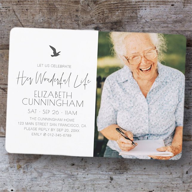 Invitation Célébration de Sa Vie Mémorial Photo moderne (Créateur téléchargé)