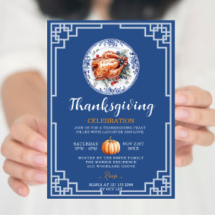 Invitation Célébration de Thanksgiving de dinde de Chinoiseri