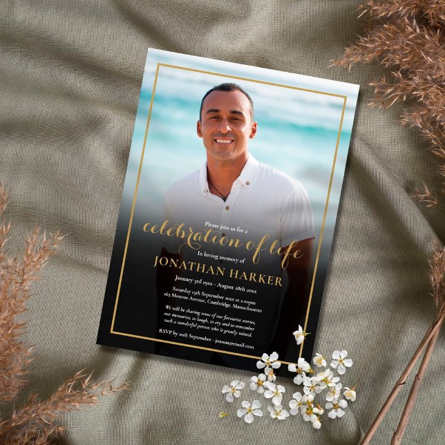 Invitation Célébration de vie avec photo de funérailles moder (Créateur téléchargé)