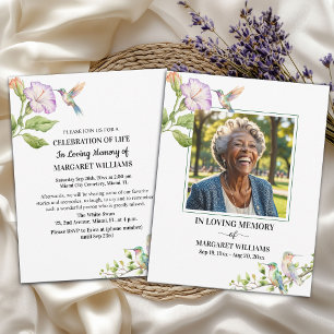 Invitation Célébration De Vie Colibris Floral Photo