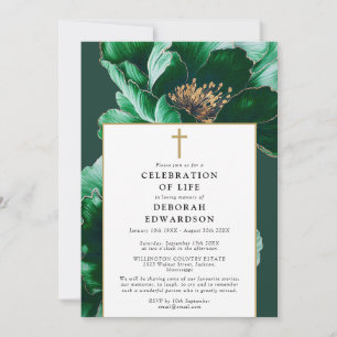 Invitation Célébration de vie florale verte chrétienne