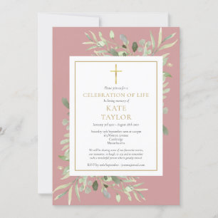Invitation Célébration de vie funéraire Dusty Rose Photo