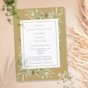 Invitation Célébration de vie funéraire élégante avec verdure
