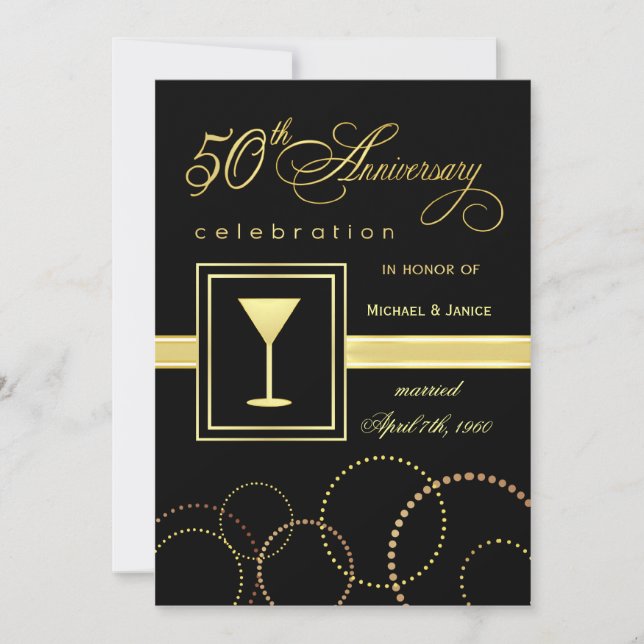 Invitation Célébration des 50 ans de mariage - Moderne (Devant)