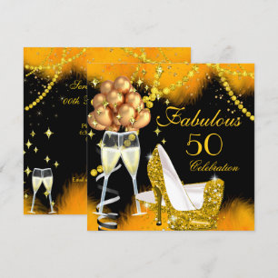 Invitation Célébration des 50 ans Fabulueux Champagne Fête d'