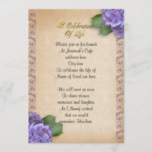 Invitation Célébration d'hortensia d'invitation de la vie