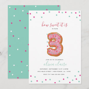 Invitation Célébration douce   trois d'anniversaire