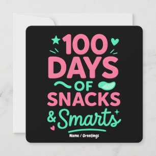 Invitation Célébration drôle des 100 jours d'école Art Snacks