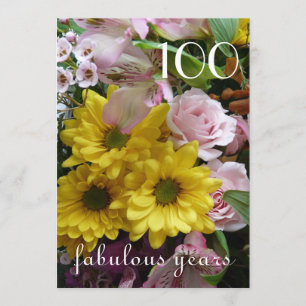 Invitation Célébration du 100e anniversaire !-Flore rose et j