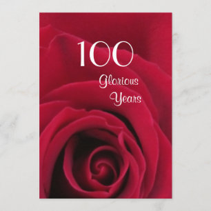 Invitation Célébration du 100e anniversaire !-Rose rouge prof