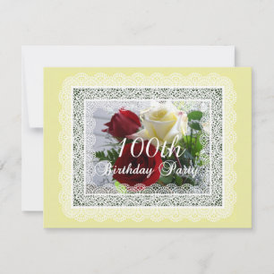 Invitation Célébration du 100e anniversaire - Roses rouges/ja