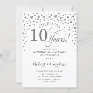Invitation Célébration du 10ème anniversaire - Blanc Argent
