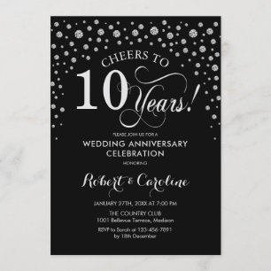 Invitation Célébration du 10ème Anniversaire - Noir Argent