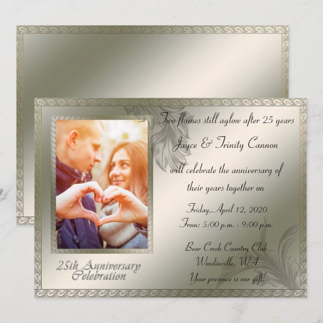Invitation Célébration du 25e anniversaire de mariage (Devant / Derrière)