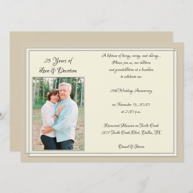 Invitation Célébration du 25e anniversaire moderne (Devant / Derrière)
