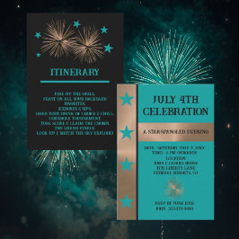Invitation Célébration du 4 juillet cuivre et turquoise uniqu