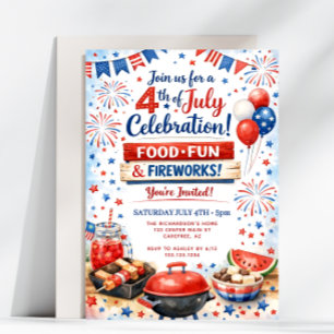 Invitation Célébration du 4 juillet Famille BBQ Party