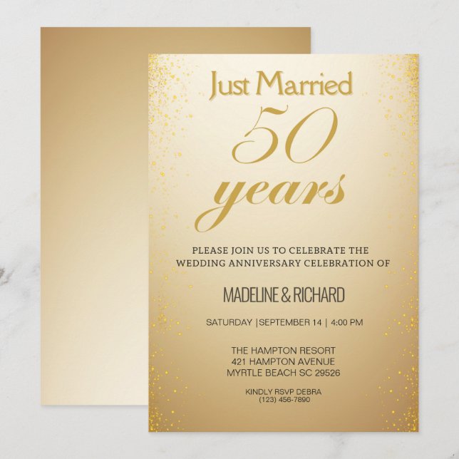 Invitation Célébration du 50e anniversaire de l'or (Devant / Derrière)