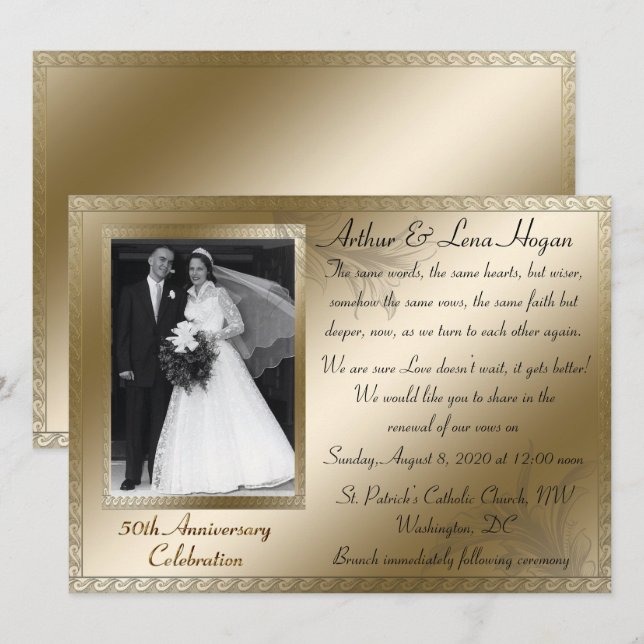 Invitation Célébration du 50e anniversaire de mariage (Devant / Derrière)