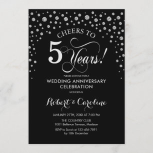 Invitation Célébration du 5ème anniversaire - Noir Argent