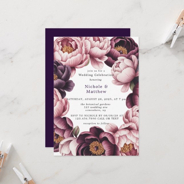 Invitation Célébration du Mariage de la couronne de citron bl (Devant/Arrière en situation)