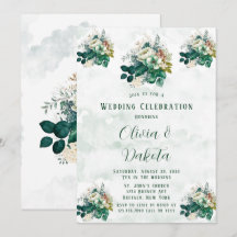 Célébration du Mariage Emerald Green Cream Florals