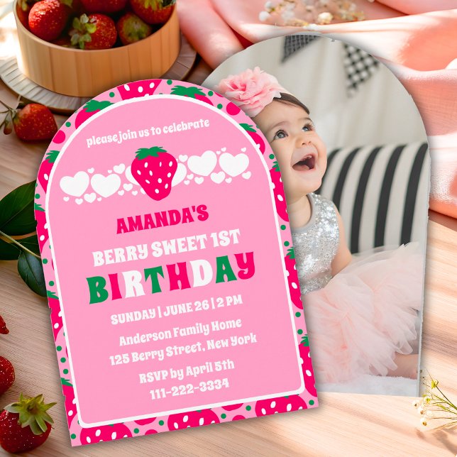 Invitation Célébration du premier anniversaire de la fraise P (Créateur téléchargé)