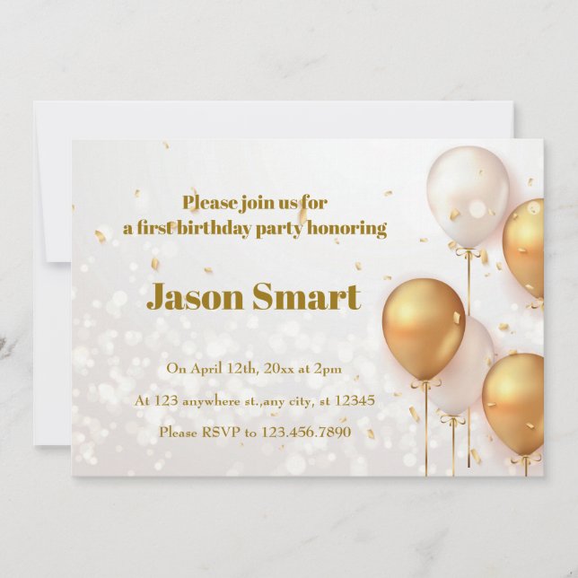 Invitation Célébration du premier anniversaire du petit héros (Devant)