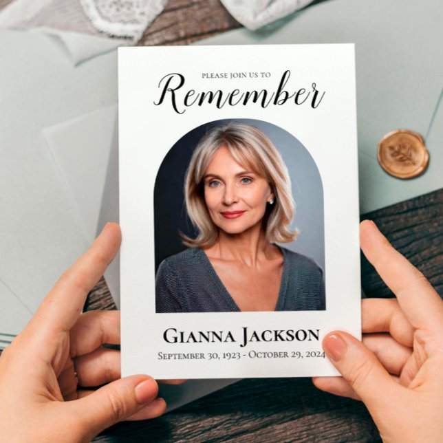 Invitation Célébration du service commémoratif funéraire de l (Celebrating of Life Funeral Announcement Memorial Service Invitation Editable Photo)