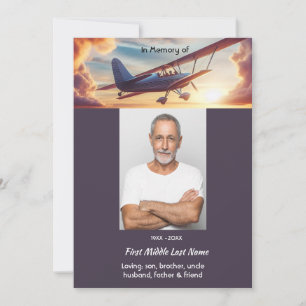 Invitation Célébration du service de la vie  Pilote Avion Cou