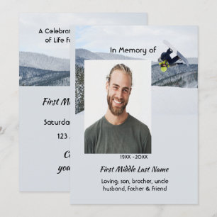 Invitation Célébration du service de vie Snowboard Hiver