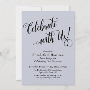 Invitation Célébration Élégante avec Nous ! Simple Bleu Pouss
