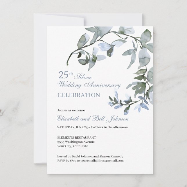 Invitation Célébration élégante de 25 ans de mariage à motif  (Devant)