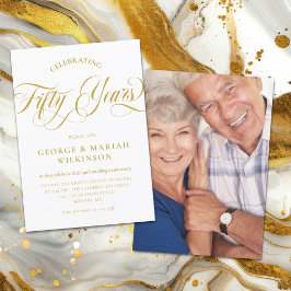 Invitation Célébration élégante de 50 ans de mariage en écrit