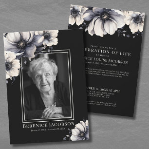 Invitation Célébration Élégante de la Mémoire d'une Vie à tra