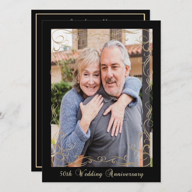 Invitation Célébration élégante du 50e anniversaire (Devant / Derrière)