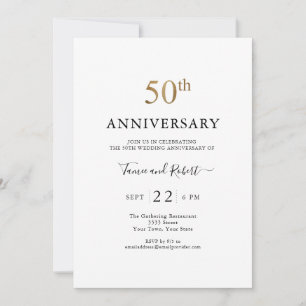 Invitation Célébration élégante du 50e anniversaire de mariag
