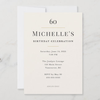Invitation Célébration élégante et minimaliste des 60 ans