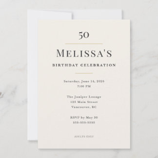 Invitation Célébration élégante et minimaliste d'un 50e anniv