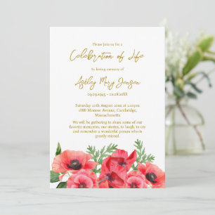 Invitation Célébration funéraire de la vie de Poppy