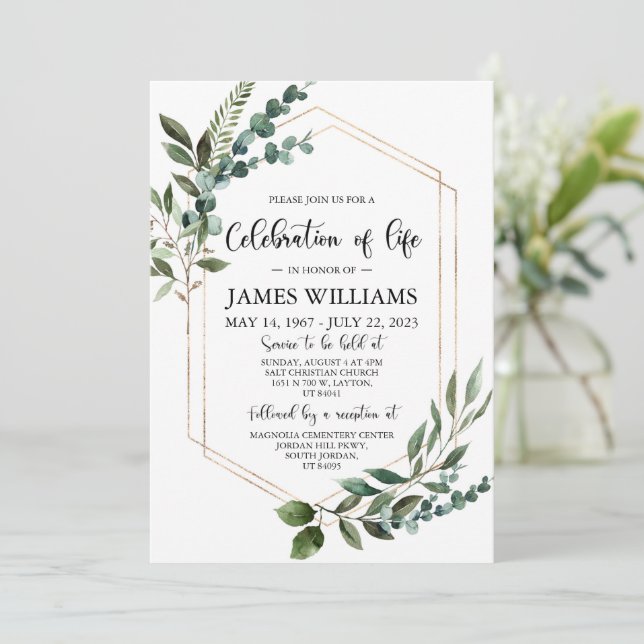 Invitation Célébration funéraire de verdure de la vie Invitat (Debout devant)