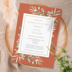 Invitation Célébration funéraire de verdure en terre cuite de