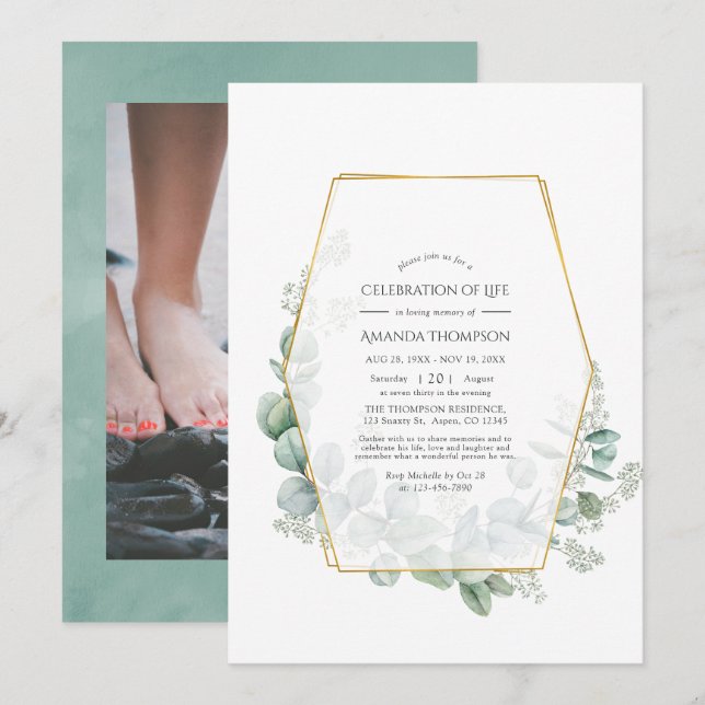 Invitation Célébration géométrique de l'Eucalyptus de la vie  (Devant / Derrière)