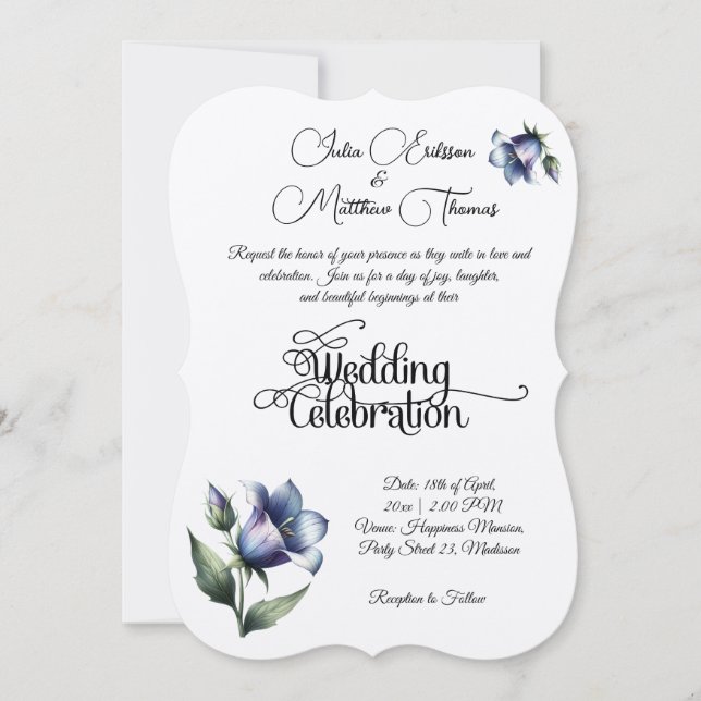 Invitation Célébration gracieuse de l'amour avec élégante Bel (Devant)